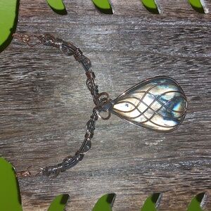 Gorgeous Labradorite Wire Wrapped Statement Necklace